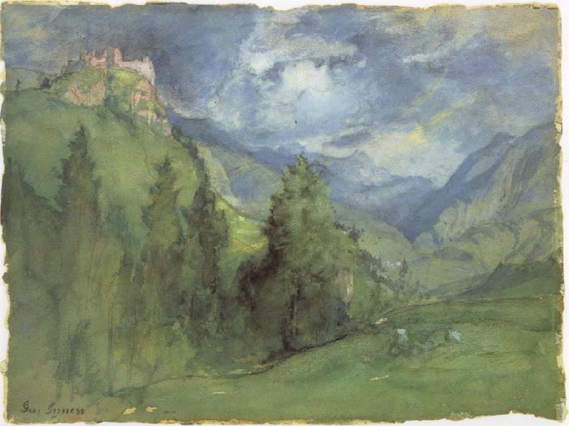 George Inness Castle in Mountains Germany oil painting art